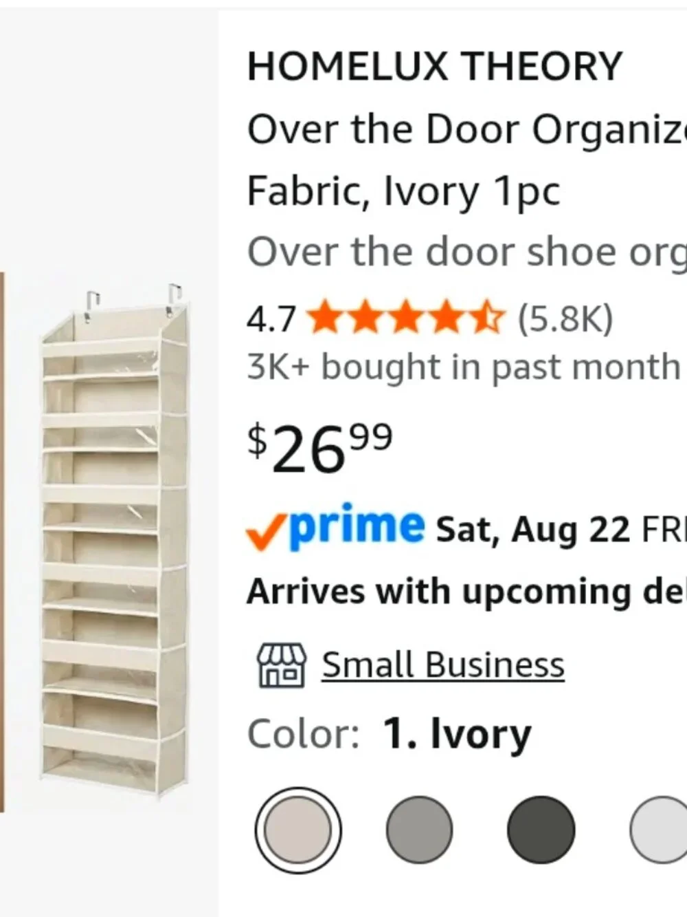 Over the door organizer